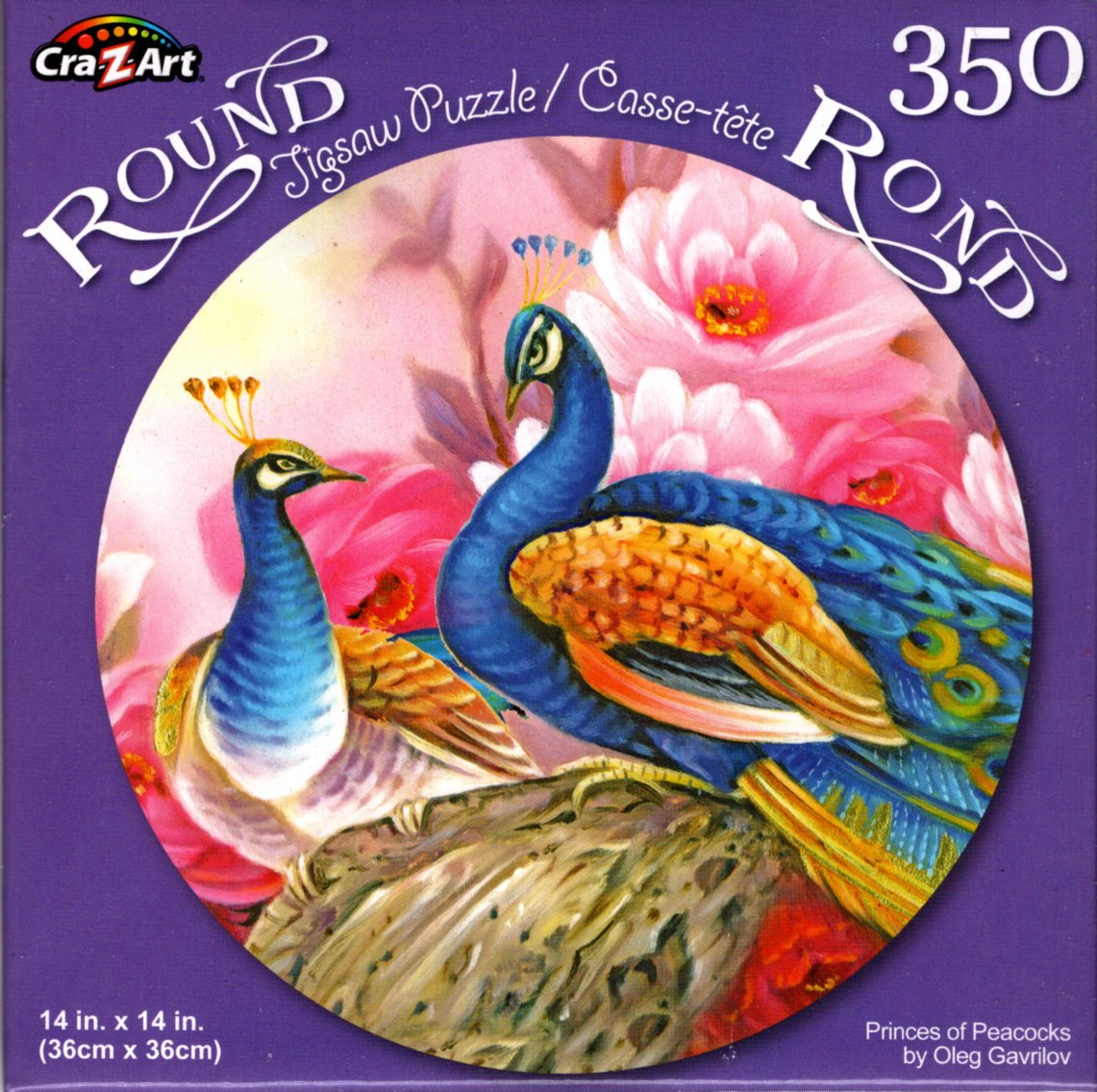 Jigsaw Puzzle 350 Pieces Round Shape New ~ Princes Of Peacocks